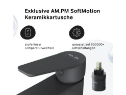 AM.PM Waschtischarmatur mit Klick-Ablaufgarnitur, Waschbecken Armatur, Mischbatterie FTA82222 Hit M-Größe Schwarz