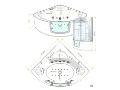 AquaVapore Dampfdusche Whirlpool Dusche Duschkabine K60-SW-EH 140x140cm