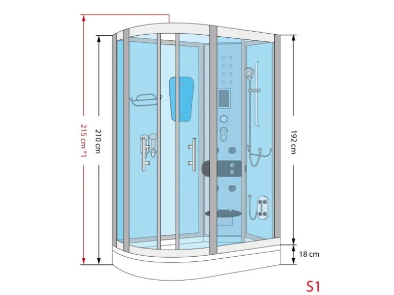 AquaVapore Dusche Duschkabine D60-73M2L Duschtempel Sauna 120x80 cm