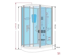 AquaVapore Dusche Duschkabine D60-70M2L-EC Duschtempel Sauna 120x80 cm