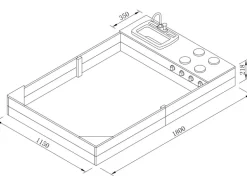 Axi Kelly Sandkasten mit Spielküchenzeile Anthrazit - Braun 180 x 115 x 22 cm