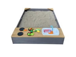 Axi Sandkasten Kelly mit Spielküchenzeile Grau Braun 115 cm x 21,8 cm x 180 cm