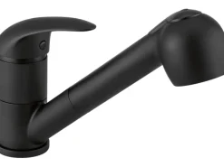 baliv Küchenarmatur mit Wasserspareinsatz & Geschirrbrause KI-1521 Schwarz Matt