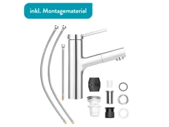 baliv Waschtischarmatur WT-680 mit Handbrause Einhebel Verchromt