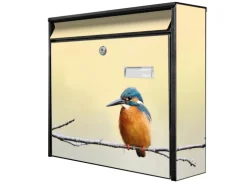 Banjado Briefkasten Schwarz 36.2x32.2x10cm Groß / Inkl. Montagematerial & 2 Schlüsseln / Mit Namensschild Motiv Pause