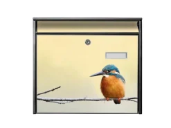 Banjado Briefkasten Schwarz 36.2x32.2x10cm Groß / Inkl. Montagematerial & 2 Schlüsseln / Mit Namensschild Motiv Pause