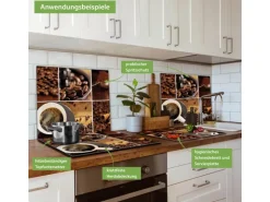 Banjado Herdabdeckplatte Glas 1 Teilig 60x52CM Schneidebrett Herdabdeckung Mit Motiv Kaffee&Schokolade