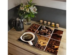 Banjado Herdabdeckplatte Glas 1 Teilig 60x52CM Schneidebrett Herdabdeckung Mit Motiv Kaffee&Schokolade