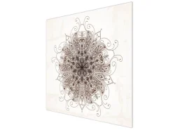 Banjado Herdabdeckplatte Glas 1 Teilig 60x52CM Schneidebrett Herdabdeckung Mit Motiv Mehendi