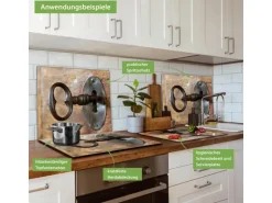 Banjado Herdabdeckplatte Glas 1 Teilig 60x52CM Schneidebrett Herdabdeckung Mit Motiv Schlüssel