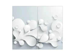 Banjado Herdabdeckplatte Glas 2 Teilig Je 30x52CM Schneidebrett Herdabdeckung Mit Motiv Papiertropfen