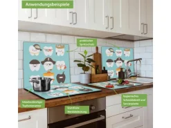 Banjado Herdabdeckplatte Glas 1 Teilig 60x52CM Schneidebrett Herdabdeckung Mit Motiv Neun Zähne