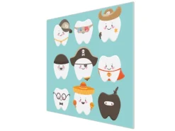 Banjado Herdabdeckplatte Glas 1 Teilig 60x52CM Schneidebrett Herdabdeckung Mit Motiv Neun Zähne