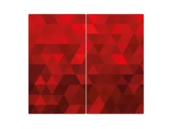 Banjado Herdabdeckplatte Glas 2 Teilig Je 30x52CM Schneidebrett Herdabdeckung Mit Motiv Dreiecke Rot