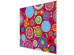 Banjado Herdabdeckplatte Glas 2 Teilig Je 30x52CM Schneidebrett Herdabdeckung Mit Motiv Retro Kreise