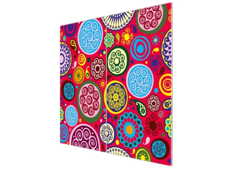 Banjado Herdabdeckplatte Glas 2 Teilig Je 30x52CM Schneidebrett Herdabdeckung Mit Motiv Retro Kreise