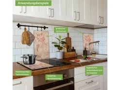 Banjado Herdabdeckplatte Glas 2 Teilig Je 30x52CM Schneidebrett Herdabdeckung Mit Motiv Verschwindend