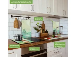 Banjado Herdabdeckplatte Glas 2 Teilig Je 30x52CM Schneidebrett Herdabdeckung Mit Motiv Alter Leuchtturm