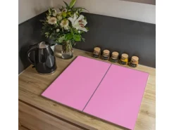 Banjado Herdabdeckplatte Glas 2 Teilig Je 30x52CM Schneidebrett Herdabdeckung Mit Motiv Rose