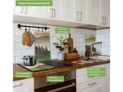 Banjado Herdabdeckplatte Glas 2 Teilig Je 30x52CM Schneidebrett Herdabdeckung Mit Motiv Toscana