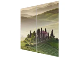 Banjado Herdabdeckplatte Glas 2 Teilig Je 30x52CM Schneidebrett Herdabdeckung Mit Motiv Toscana