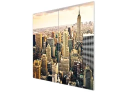 Banjado Herdabdeckplatte Glas 2 Teilig Je 30x52CM Schneidebrett Herdabdeckung Mit Motiv New York City
