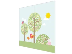 Banjado Herdabdeckplatte Glas 2 Teilig Je 30x52CM Schneidebrett Herdabdeckung Mit Motiv Drei Bäume