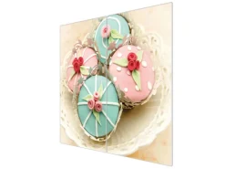 Banjado Herdabdeckplatte Glas 2 Teilig Je 30x52CM Schneidebrett Herdabdeckung Mit Motiv Cupcakes