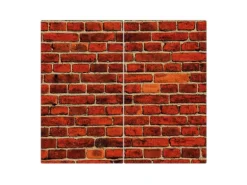 Banjado Herdabdeckplatte Glas 2 Teilig Je 30x52CM Schneidebrett Herdabdeckung Mit Motiv Ziegelwand