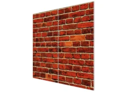 Banjado Herdabdeckplatte Glas 2 Teilig Je 30x52CM Schneidebrett Herdabdeckung Mit Motiv Ziegelwand