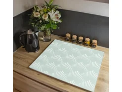 Banjado Herdabdeckplatte Glas 1 Teilig 60x52CM Schneidebrett Herdabdeckung Mit Motiv Strahlen Mint
