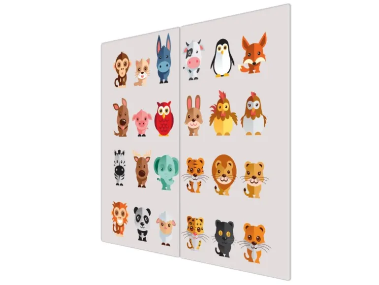 Banjado Herdabdeckplatte Glas 2 Teilig Je 30x52CM Schneidebrett Herdabdeckung Mit Motiv Freunde