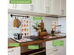 Banjado Herdabdeckplatte Glas 2 Teilig Je 30x52CM Schneidebrett Herdabdeckung Mit Motiv Freunde