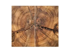 Banjado Herdabdeckplatte Glas 2 Teilig Je 30x52CM Schneidebrett Herdabdeckung Mit Motiv Jahresringe