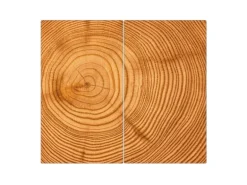 Banjado Herdabdeckplatte Glas 2 Teilig Je 30x52CM Schneidebrett Herdabdeckung Mit Motiv Baumstamm