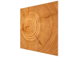 Banjado Herdabdeckplatte Glas 2 Teilig Je 30x52CM Schneidebrett Herdabdeckung Mit Motiv Baumstamm