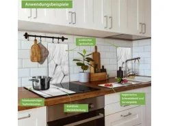 Banjado Herdabdeckplatte Glas 2 Teilig Je 30x52CM Schneidebrett Herdabdeckung Mit Motiv Pusteblumen Sw