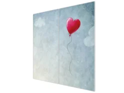 Banjado Herdabdeckplatte Glas 2 Teilig Je 30x52CM Schneidebrett Herdabdeckung Mit Motiv Herzballon