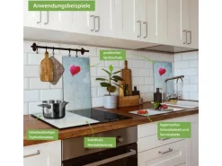 Banjado Herdabdeckplatte Glas 2 Teilig Je 30x52CM Schneidebrett Herdabdeckung Mit Motiv Herzballon