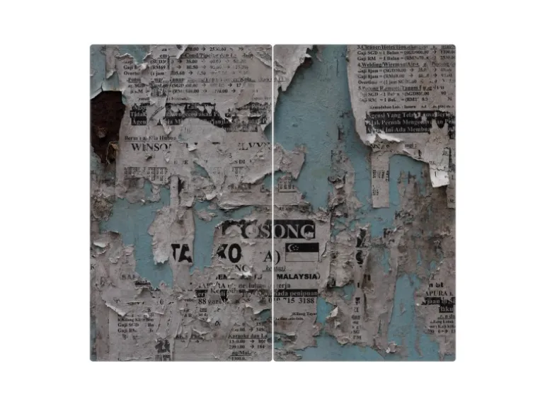 Banjado Herdabdeckplatte Glas 2 Teilig Je 30x52CM Schneidebrett Herdabdeckung Mit Motiv Wand Mit Zeitungen