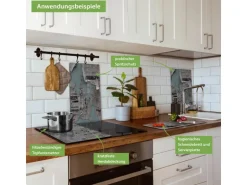 Banjado Herdabdeckplatte Glas 2 Teilig Je 30x52CM Schneidebrett Herdabdeckung Mit Motiv Wand Mit Zeitungen