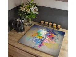 Banjado Herdabdeckplatte Glas 1 Teilig 60x52CM Schneidebrett Herdabdeckung Mit Motiv Idee
