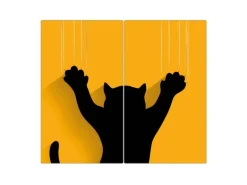 Banjado Herdabdeckplatte Glas 2 Teilig Je 30x52CM Schneidebrett Herdabdeckung Mit Motiv Scratch