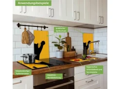 Banjado Herdabdeckplatte Glas 2 Teilig Je 30x52CM Schneidebrett Herdabdeckung Mit Motiv Scratch