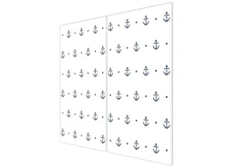 Banjado Herdabdeckplatte Glas 2 Teilig Je 30x52CM Schneidebrett Herdabdeckung Mit Motiv Kleine Anker