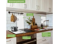 Banjado Herdabdeckplatte Glas 2 Teilig Je 30x52CM Schneidebrett Herdabdeckung Mit Motiv Business Day