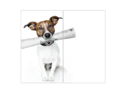 Banjado Herdabdeckplatte Glas 2 Teilig Je 30x52CM Schneidebrett Herdabdeckung Mit Motiv Business Day