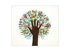 Banjado Herdabdeckplatte Glas 1 Teilig 60x52CM Schneidebrett Herdabdeckung Mit Motiv We Are The World