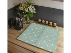 Banjado Herdabdeckplatte Glas 2 Teilig Je 30x52CM Schneidebrett Herdabdeckung Mit Motiv Punkte Lindgrün