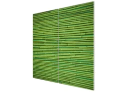 Banjado Herdabdeckplatte Glas 2 Teilig Je 30x52CM Schneidebrett Herdabdeckung Mit Motiv Bambus Grün